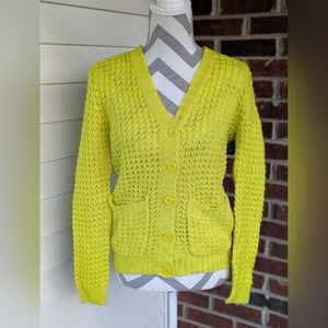Forever 21 Yellow Women's Knit Button Cardigan Sweater